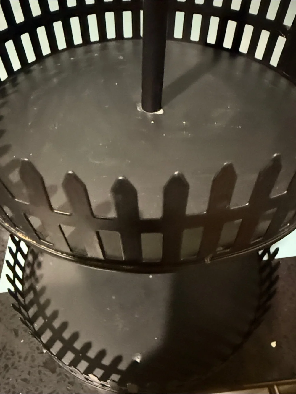 Black Two-Tier Metal Dessert Stand with Bird Accent - 12”